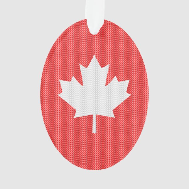Knit Style Maple Leaf Knitting Motif Ornament (Back)