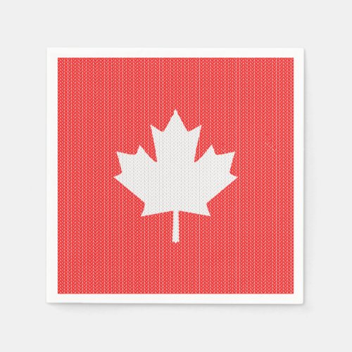 Knit Style Maple Leaf Knitting Motif Paper Napkins