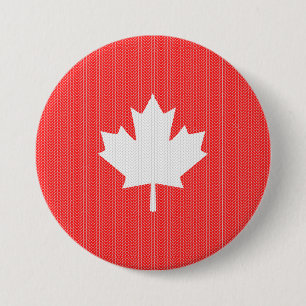 Knit Style Maple Leaf Knitting Motif Pinback Button