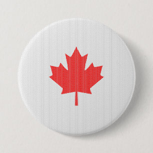 Knit Style Maple Leaf Knitting Motif Pinback Button