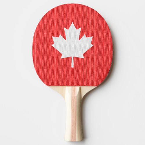 Knit Style Maple Leaf Knitting Motif Ping Pong Paddle