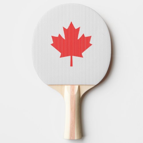 Knit Style Maple Leaf Knitting Motif Ping Pong Paddle