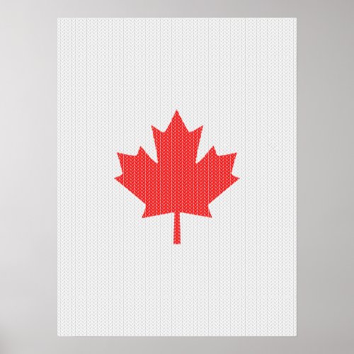 Knit Style Maple Leaf Knitting Motif Poster