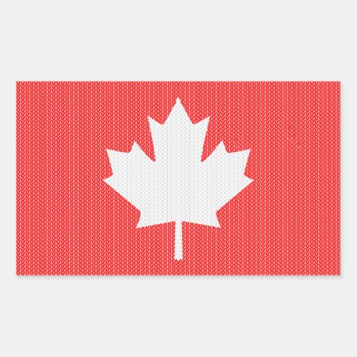 Knit Style Maple Leaf Knitting Motif Rectangular Sticker