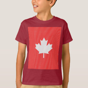 Knit Style Maple Leaf Knitting Motif T-Shirt