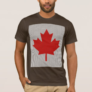 Knit Style Maple Leaf Knitting Motif T-Shirt