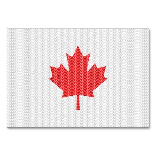 Knit Style Maple Leaf Knitting Motif Table Number (Front)