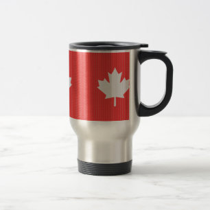 Knit Style Maple Leaf Knitting Motif Travel Mug