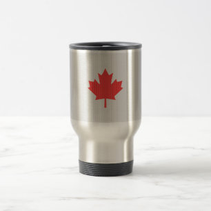 Knit Style Maple Leaf Knitting Motif Travel Mug