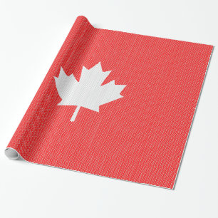 Knit Style Maple Leaf Knitting Motif Wrapping Paper