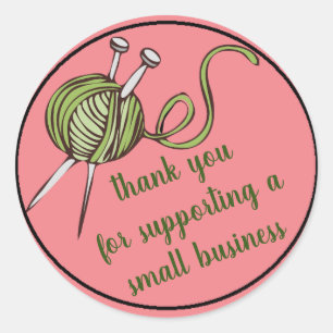 Knit Thank You small business for packaging Classic Round Sticker