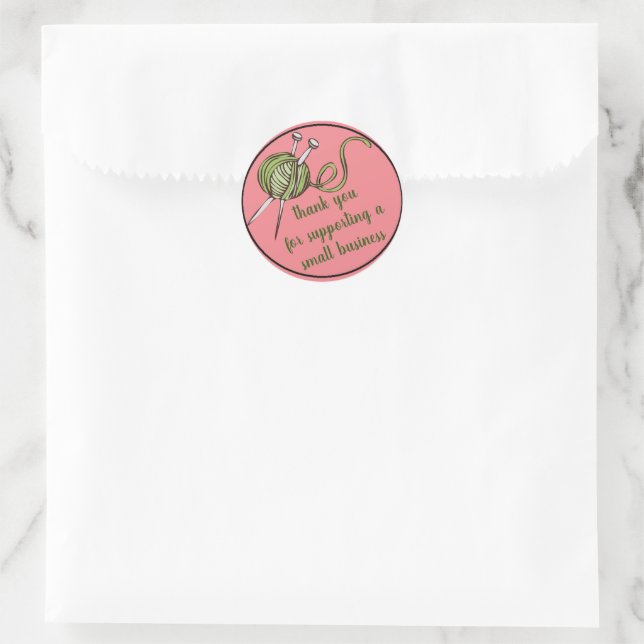 Knit Thank You small business for packaging Classic Round Sticker (Bag)