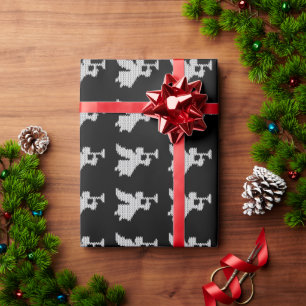Knit Trumpet Angel Christian Religious Christmas Wrapping Paper