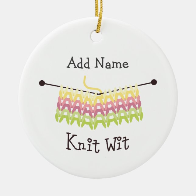 Knit Wit! Ceramic Ornament (Front)