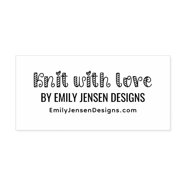 Knit with Love #1 Business Name Website URL Self-inking Stamp (Design)