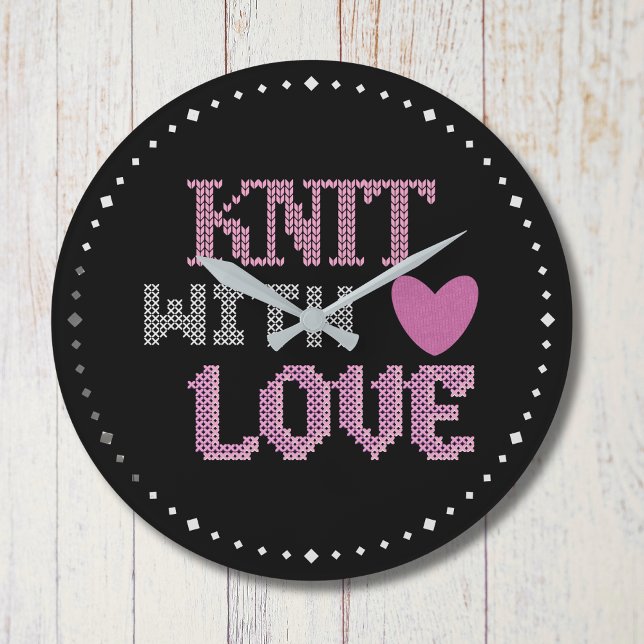 Knit With Love Wall Clock | Modern Knitter Gift (Creator Uploaded)