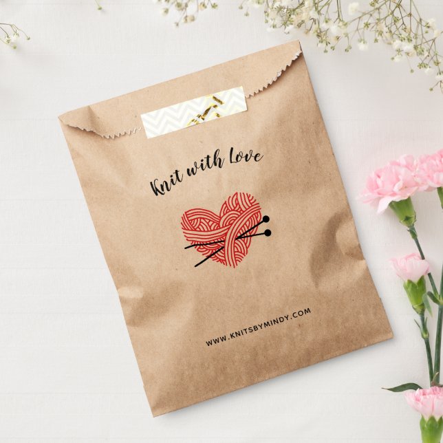 Knit with Love Yarn Heart Crafts Favor Bag (Sealed)