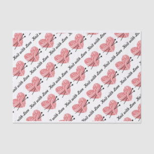 Knit with Love Yarn Hearts Crafts Pattern Tissue Paper