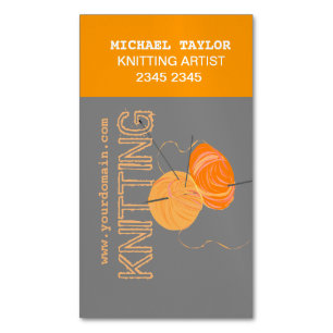 Knits Knitting Needles and Yarn Craft Artist Magnetic Business Card
