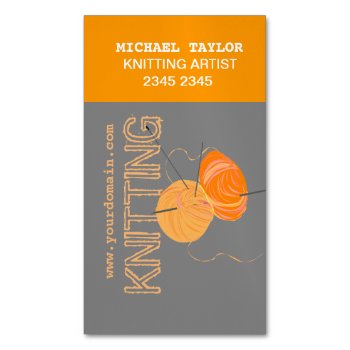 Knits Knitting Needles And Yarn  Craft Artist Magnetic Business Card by 911business at Zazzle