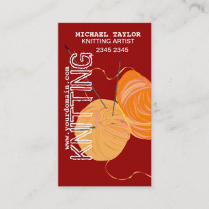 Knits Knitting Needles Crafts Yarn Balls Business Card