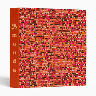 Knitted abstract Scandinavian pattern in red shade 3 Ring Binder