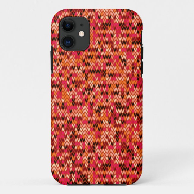 Knitted abstract Scandinavian pattern in red shade Case-Mate iPhone Case (Back)