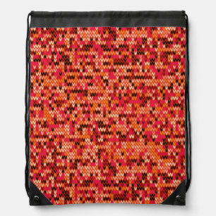 Knitted abstract Scandinavian pattern in red shade Drawstring Bag
