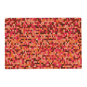 Knitted abstract Scandinavian pattern in red shade Placemat
