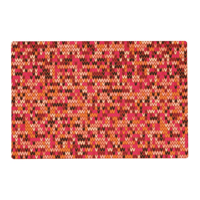 Knitted abstract Scandinavian pattern in red shade Placemat (Front)