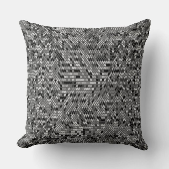 Knitted abstract Scandinavian pattern in red shade Throw Pillow (Front)