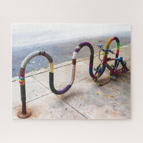 Knitted Bike Rack _ Chicago Illinois USA  Jigsaw Puzzle