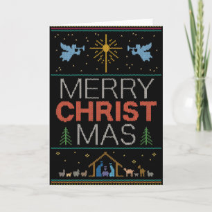 Knitted Christian Merry Christmas Religious Christ Holiday Card