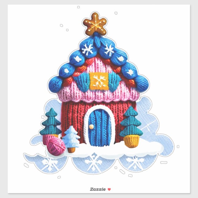 Knitted Christmas House Decor Sticker (Sheet)