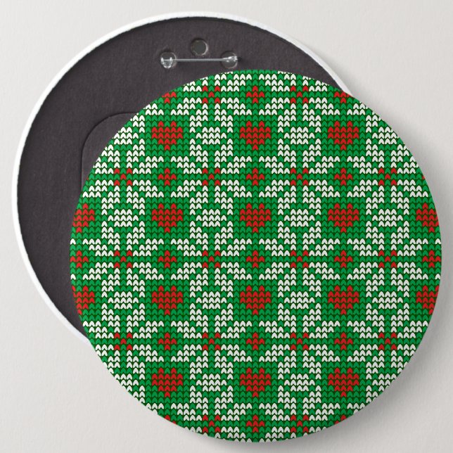 Knitted Christmas pattern Button (Front & Back)