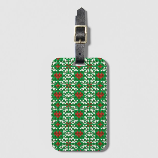 Knitted Christmas pattern Luggage Tag (Front Vertical)