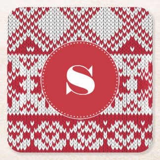 Knitted Christmas Square Paper Coaster