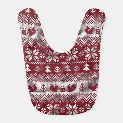 Knitted Christmas squirrels vintage pattern Baby Bib