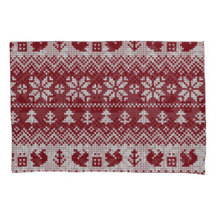 Knitted, Christmas, squirrels, vintage pattern. Pillow Case