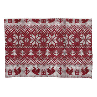 Knitted, Christmas, squirrels, vintage pattern. Pillow Case