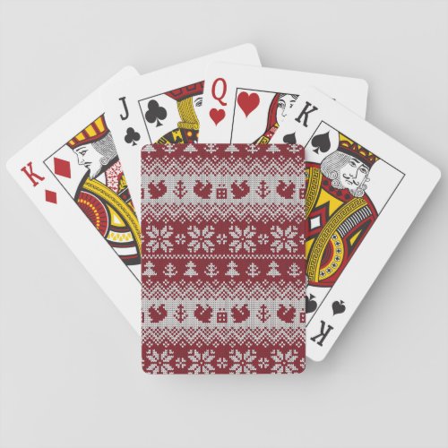 Knitted Christmas squirrels vintage pattern Poker Cards