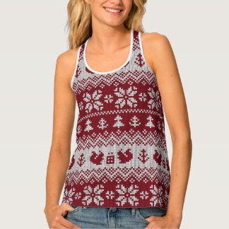 Knitted, Christmas, squirrels, vintage pattern. Tank Top