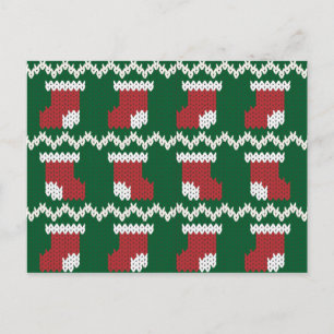 Knitted Christmas Stocking Pattern Postcard