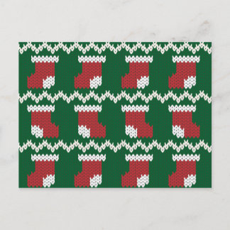 Knitted Christmas Stocking Pattern Postcard