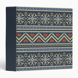 Knitted Christmas Sweater Nordic style pattern 3 Ring Binder