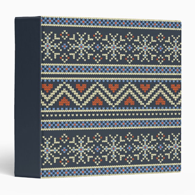 Knitted Christmas Sweater Nordic style pattern 3 Ring Binder (Front/Spine)