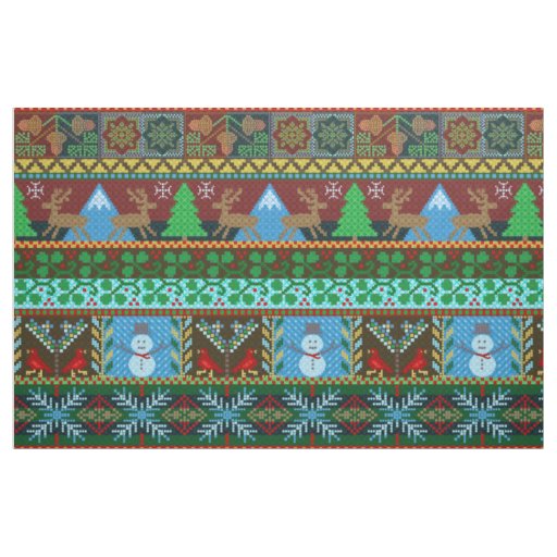 Knitted Christmas Sweater Pattern Reindeer Holiday Fabric