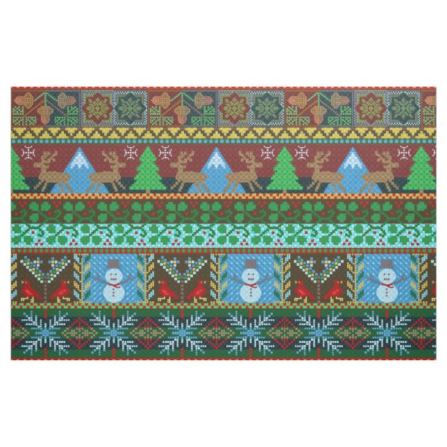 Knitted Christmas Sweater Pattern Reindeer Holiday Fabric (Fat Quarter)