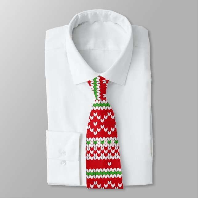 Knitted Christmas Sweater Style Holiday Neck Tie (Tied)