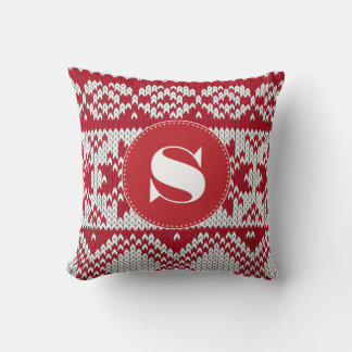 Knitted Christmas Throw Pillow